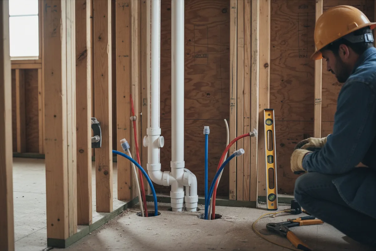 Drain and supply rough-in during Garbage Disposal Repair in Hays